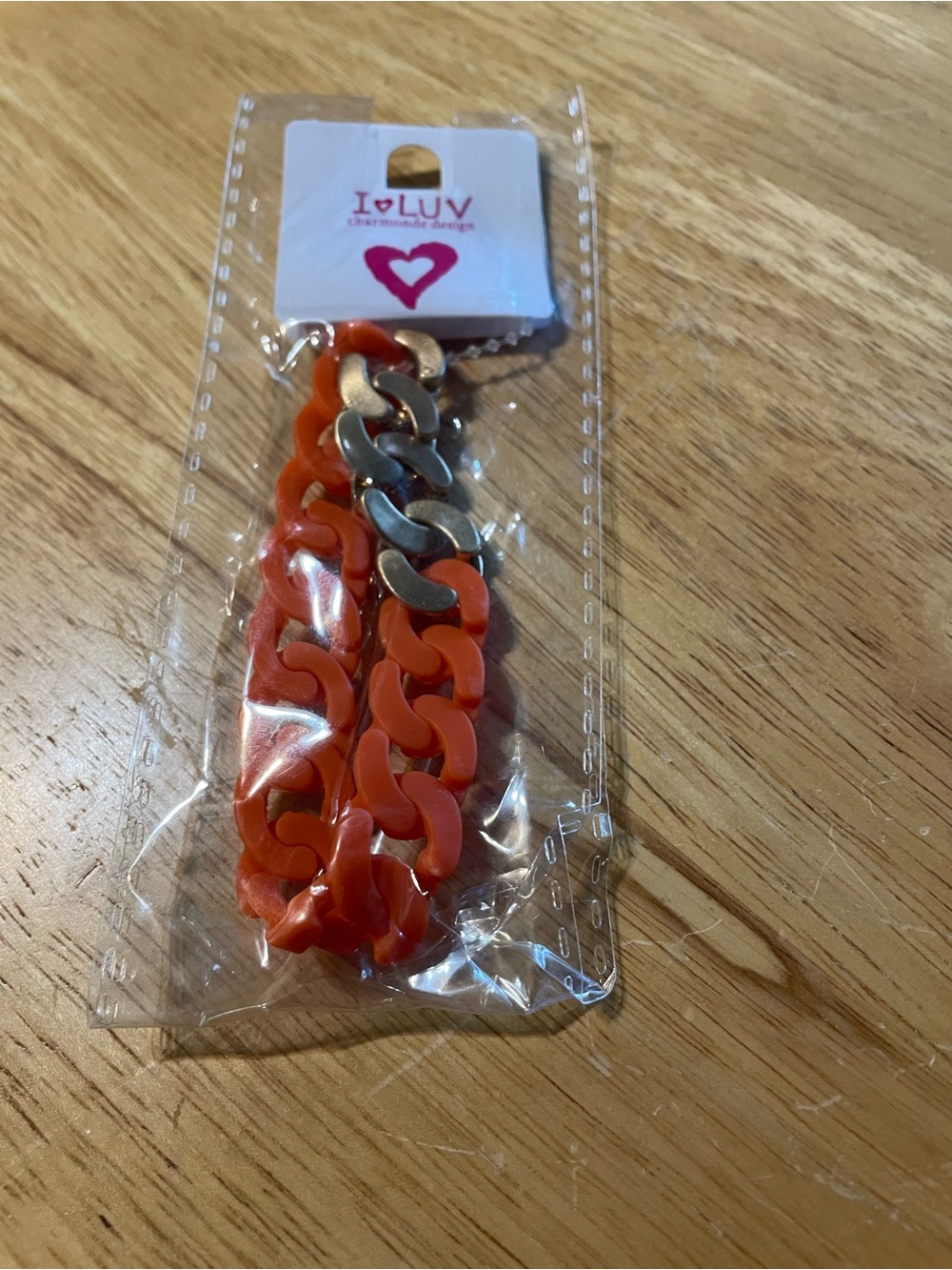I♥LUV Orange Link Bracelet with Silver Accent